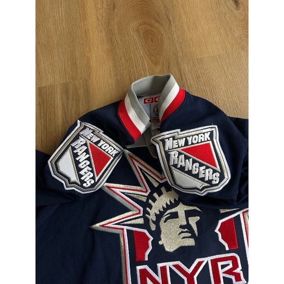 Vintage CCM New York Rangers Lady Liberty Hockey Jersey Mens Large Navy Blue NHL - Picture 5 of 8
